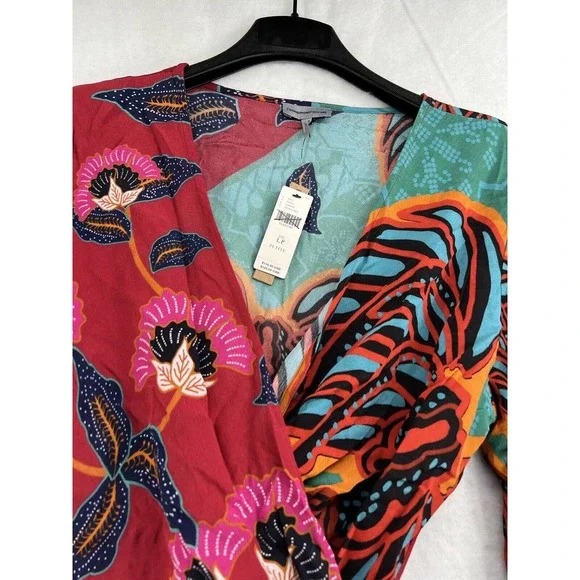 Anthropologie Conditions Apply Sleek Wrap Blouse Red Montif - Picture 6 of 12